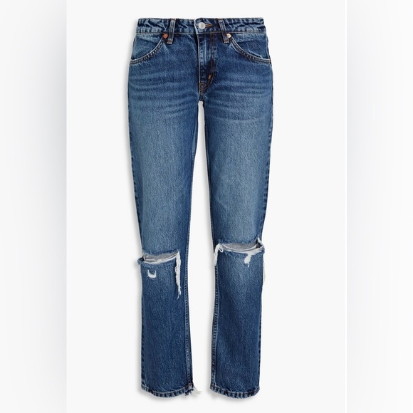 RE/DONE Jeans Women’s Size 26 70s Cigarette Straight Jeans in Destroyed Mar - Picture 2 of 12